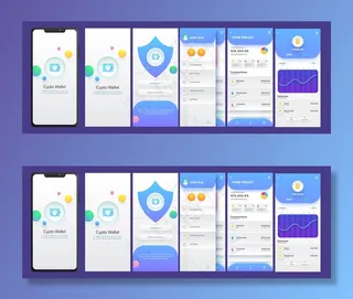 加密钱包手机app移动应用程序用户界面套件，包括创建帐户