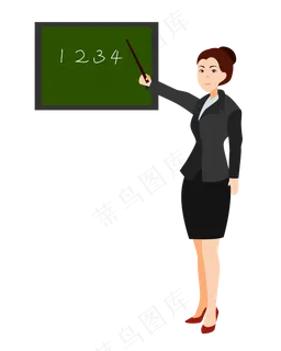 矢量卡通女教师黑板