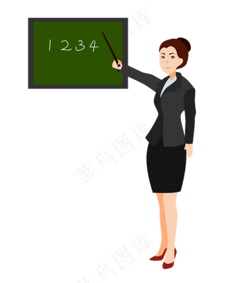 矢量卡通女教师黑板