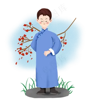 民国男学生优雅站立免抠png