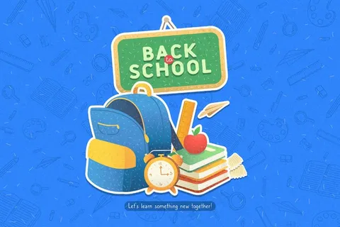 带背包的平面设计回学校背景