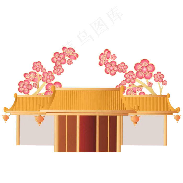 中国风屋檐梅花(2000*2000px 300 dpi )ai矢量模版下载