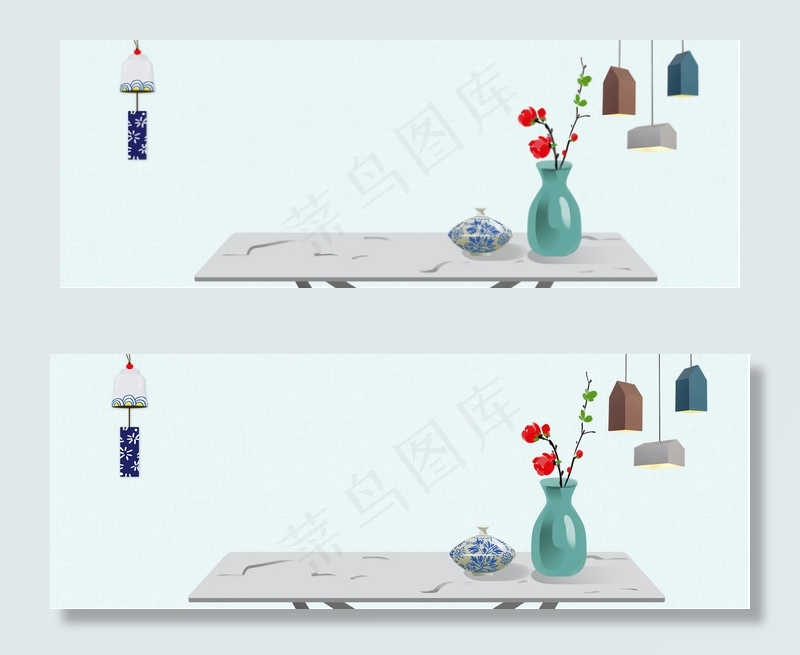 中国风清新文艺质感Banner背景