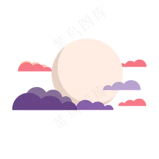 中秋云朵中的圆月