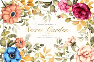 美丽的花卉背景，复古自然