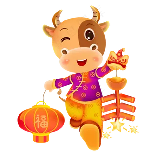 2021牛年灯笼鞭炮喜庆牛