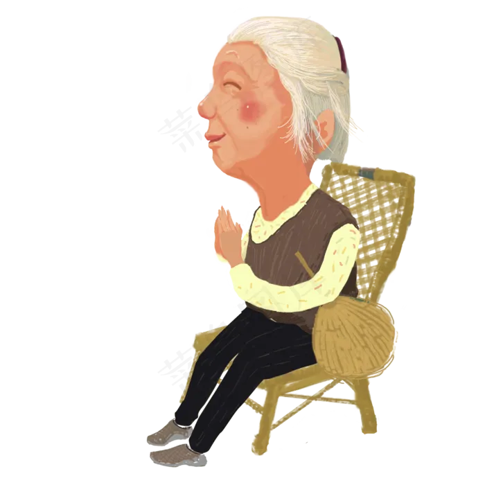 朴素坐在椅子上鼓掌的老人可商用(2000X2000(DPI:150))psd模版下载
