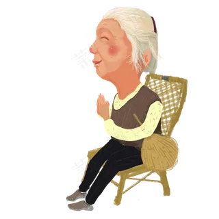 朴素坐在椅子上鼓掌的老人可商用