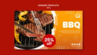 美式烤肉叉子横幅banner模板