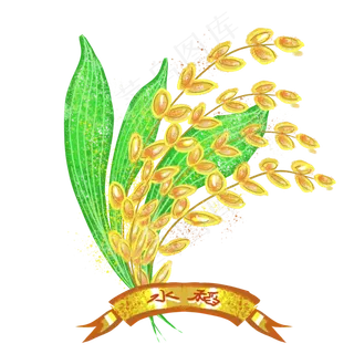 手绘水稻农产品卡通免扣装饰免费