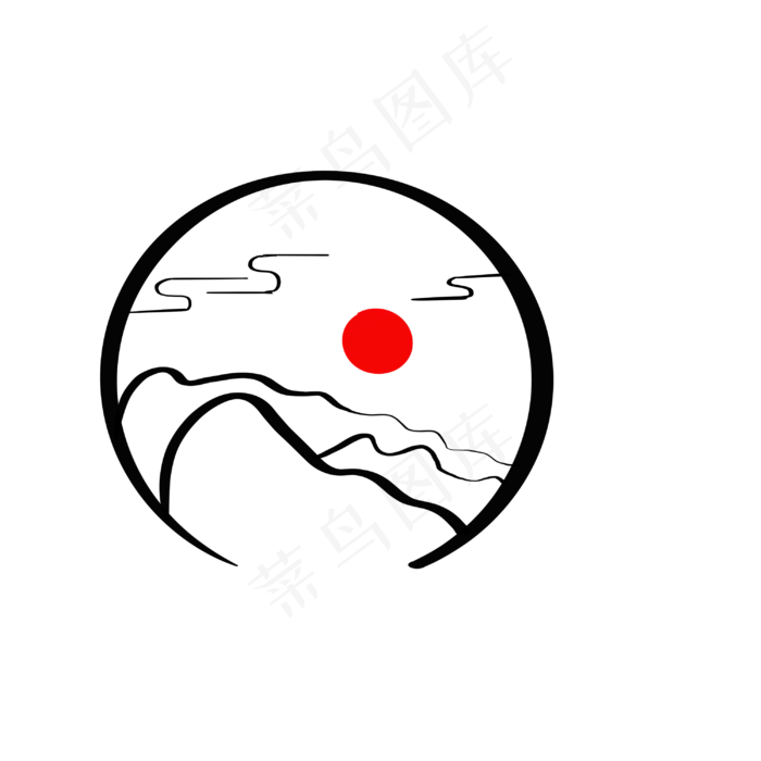 圆黄色中国风元素(3000X3000(DPI:300))psd模版下载