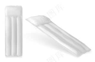 充气水垫池顶和角视图，橡胶配件模型样机