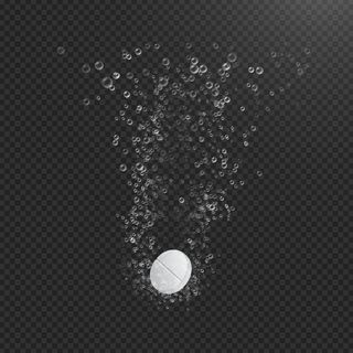 溶于液体中有气泡的片剂。