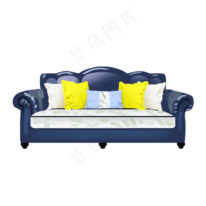 手绘欧式沙发插画,免抠元素