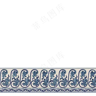 中国清朝别致青花瓷手绘装饰边框,免抠元素