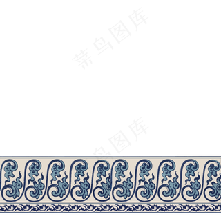 中国清朝别致青花瓷手绘装饰边框,免抠元素