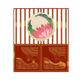 中国风荷花屏风