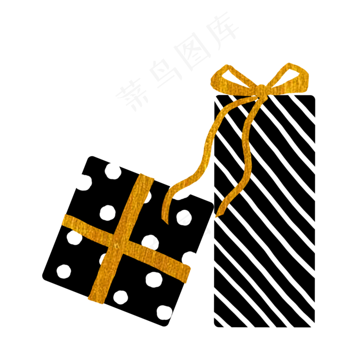 金色简约扁平风礼盒PNG免抠素材