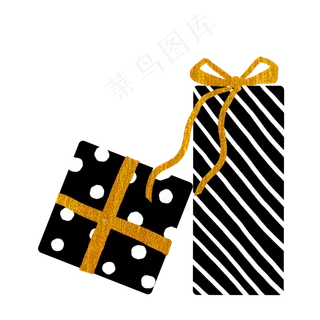 金色简约扁平风礼盒PNG免抠素材