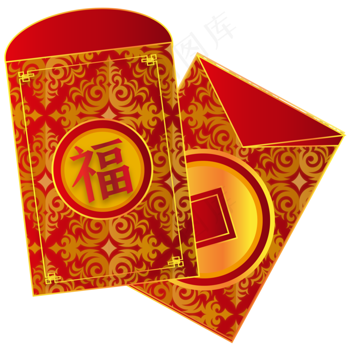 鼠年红色新春红包,免抠元素
