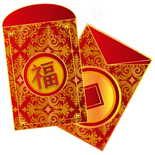 鼠年红色新春红包,免抠元素