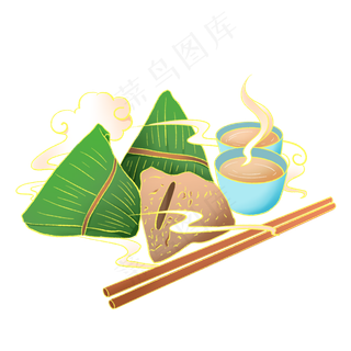 国潮风端午节吃粽子