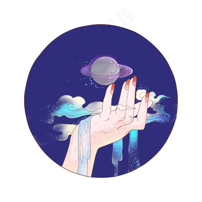 幻想星球手掌云彩星河幻想夜空P