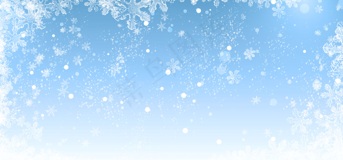 蓝色唯美雪花背景素材