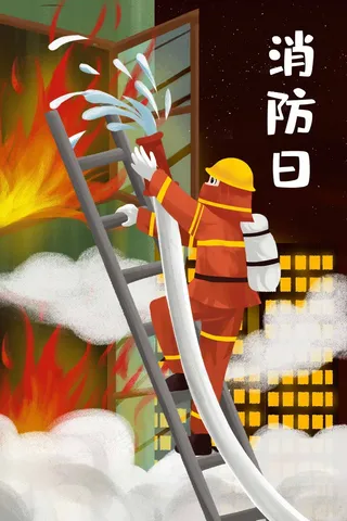 消防安全火灾救火消防员节日消防日