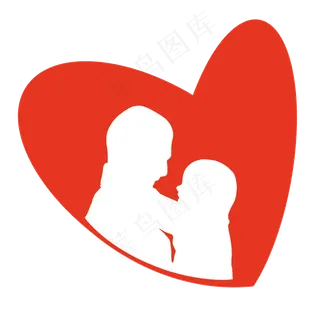 父亲节红色爱心剪影免扣