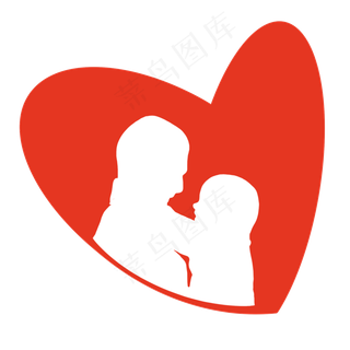 父亲节红色爱心剪影免扣