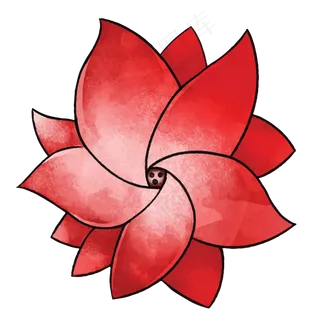 红色盛开的卡通荷花