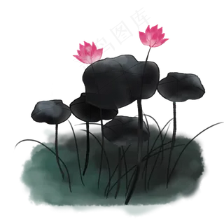 水彩荷花png素材