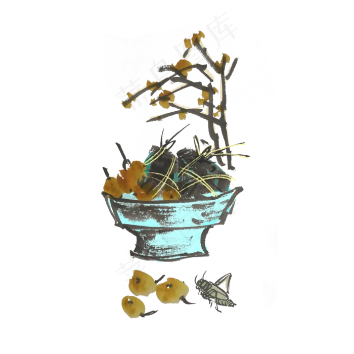 端午节吃粽子习俗水墨风手绘(4000X4000(DPI:300))psd模版下载