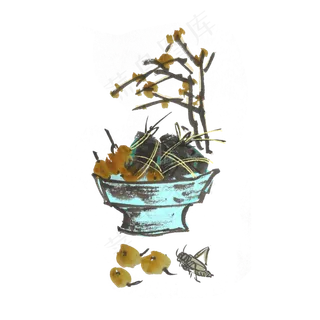 端午节吃粽子习俗水墨风手绘