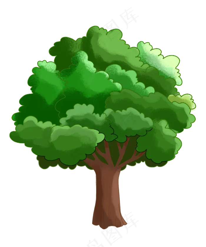 卡通植物大树插图,免抠元素(2500X3000(DPI:300))psd模版下载