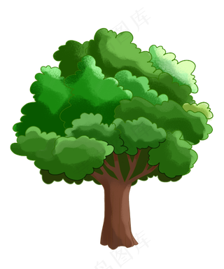 卡通植物大树插图,免抠元素