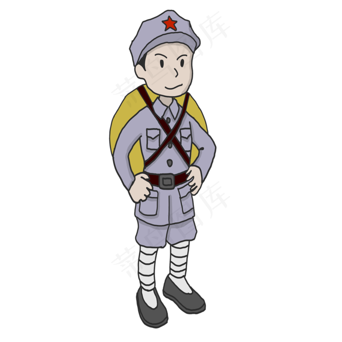 红军人物背行李插画