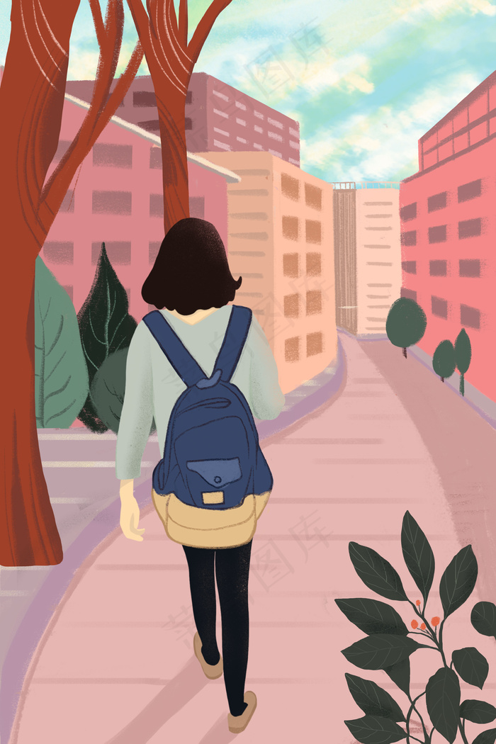 开学季在上学的路上(3545*5315px 300 dpi )psd模版下载