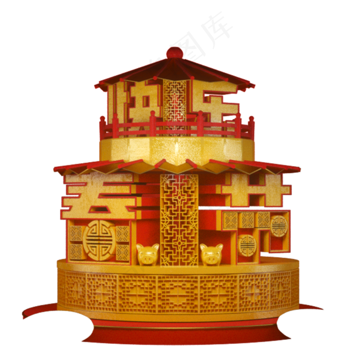 红色的春节堆码造型免抠图(2000X2000(DPI:300))psd模版下载