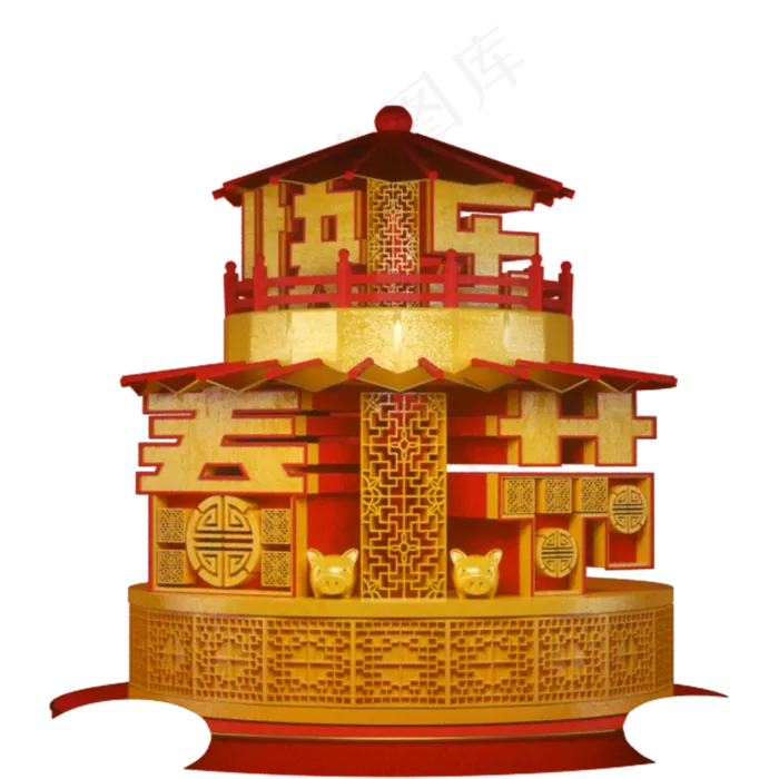 红色的春节堆码造型免抠图(2000X2000(DPI:300))psd模版下载