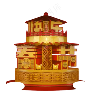 红色的春节堆码造型免抠图
