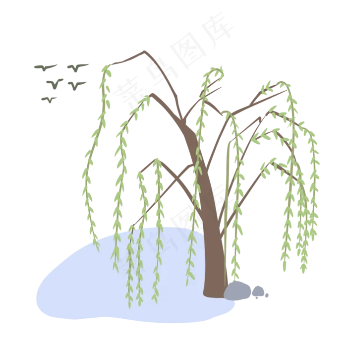 柳树燕子小满节气(2000X2000(DPI:300))psd模版下载