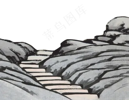 复古古风山路石头