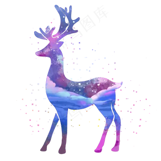 圣诞节麋鹿水彩,免抠元素