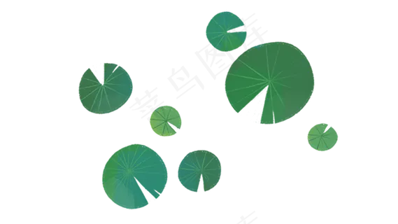 水彩荷叶植物荷花