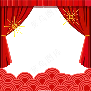 晚会装饰新年红色春节,免抠元素