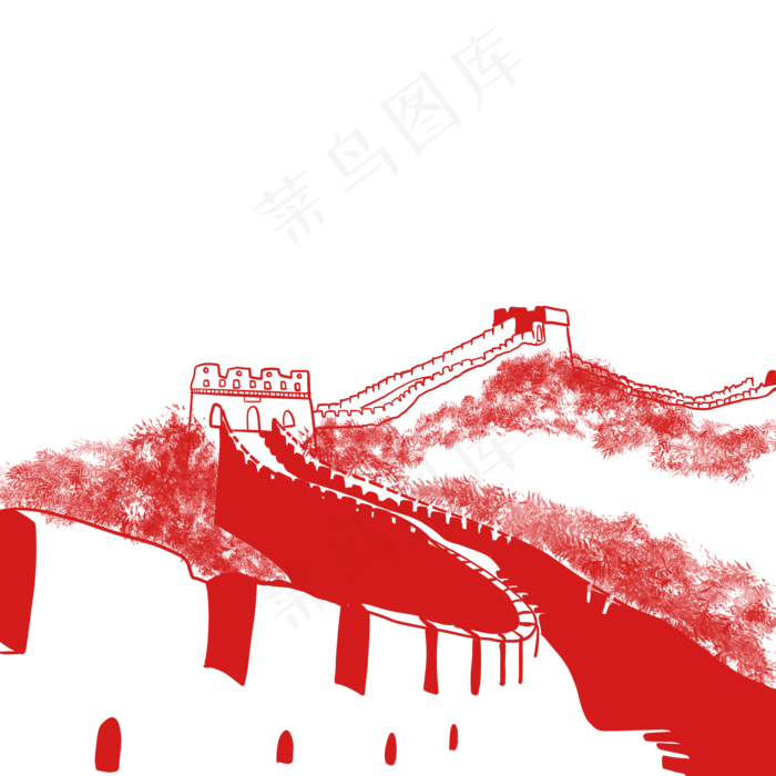 剪纸风党建中国长城(2048X2048(DPI:132))psd模版下载