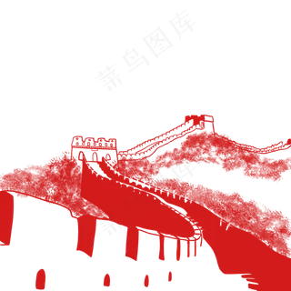 剪纸风党建中国长城