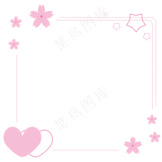情人节粉色樱花爱情矢量边框素材,免抠元素